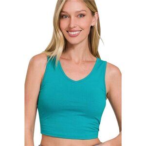Zenana Cotton V-neck‎ Cropped Cami Top